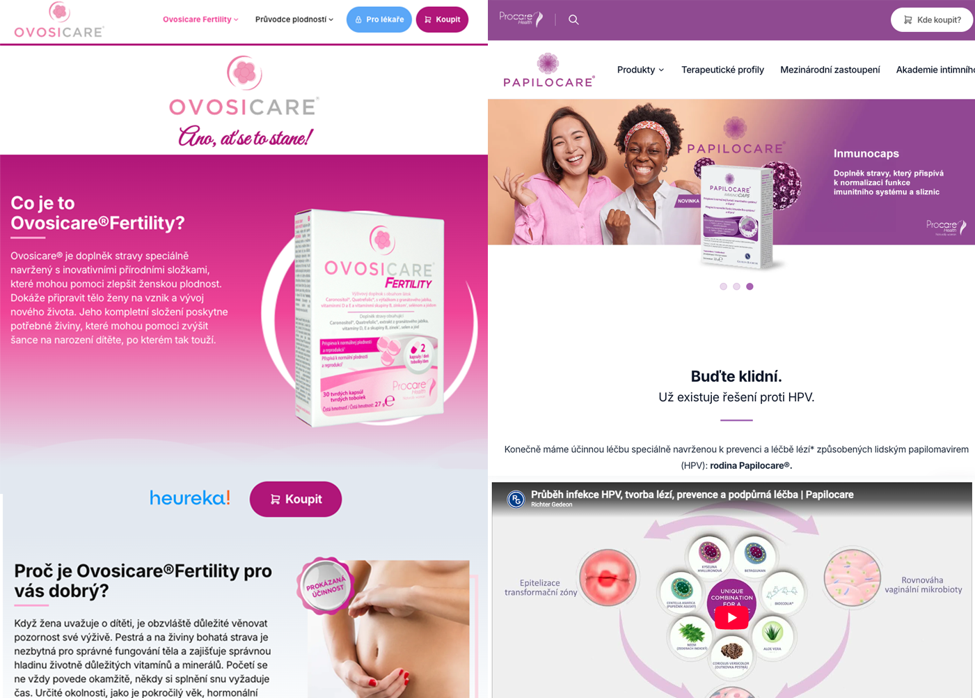 Papilocare and Ovosicare website preview