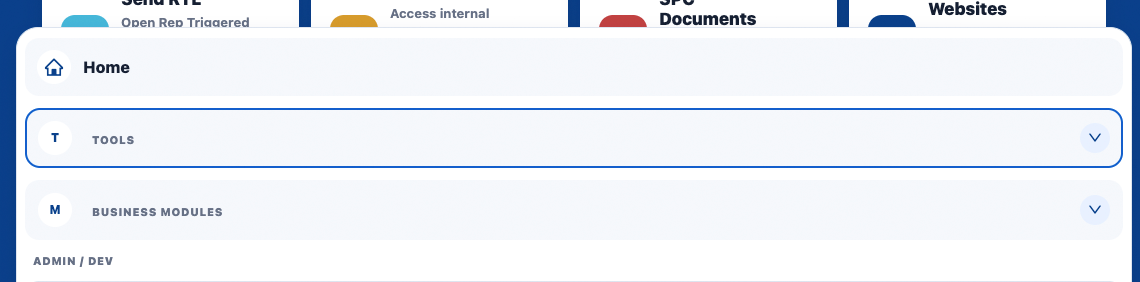 Application menu screen 1